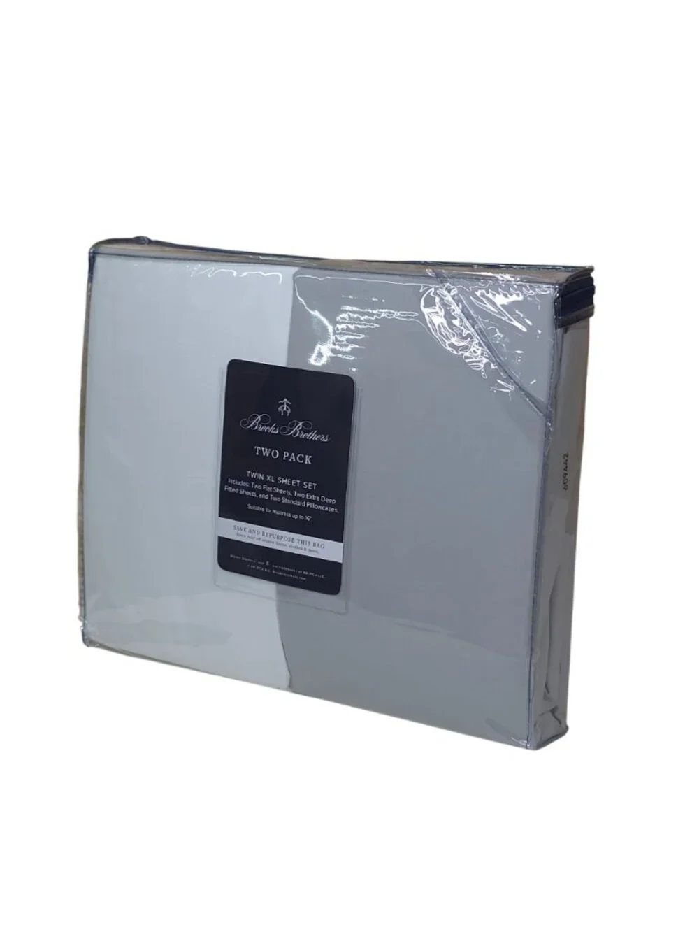 Brooks Brothers Two Sets Twin XL Sheets Fits Mattresses Up To 16” Gray & White